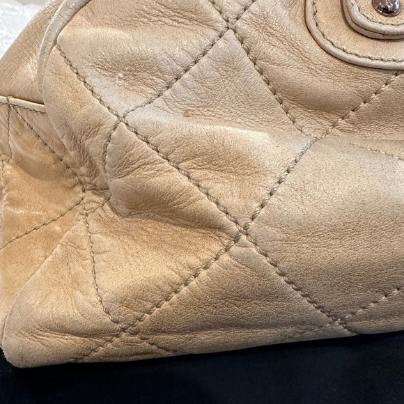Vintage authentic beige quilted Chanel lambskin bowler tote bag cloudy bundle - Picture 3 of 16